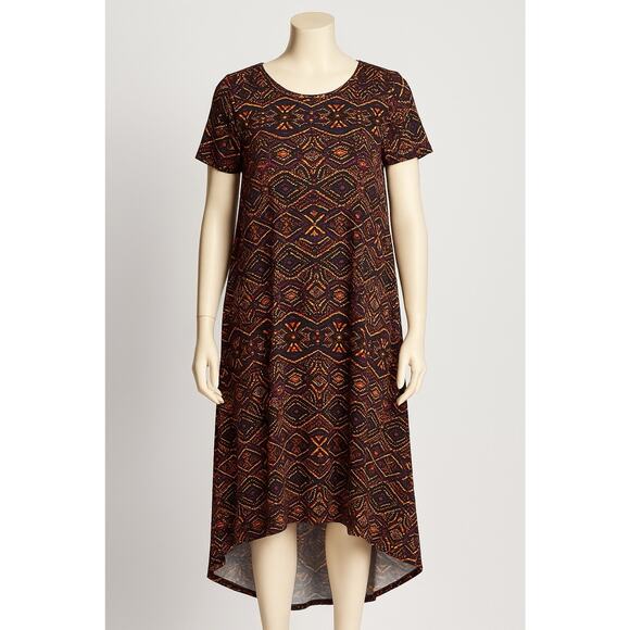 LuLaRoe Carly Dress Women’s Small S Geometric Tribal Print High Low Hem - Picture 1 of 7